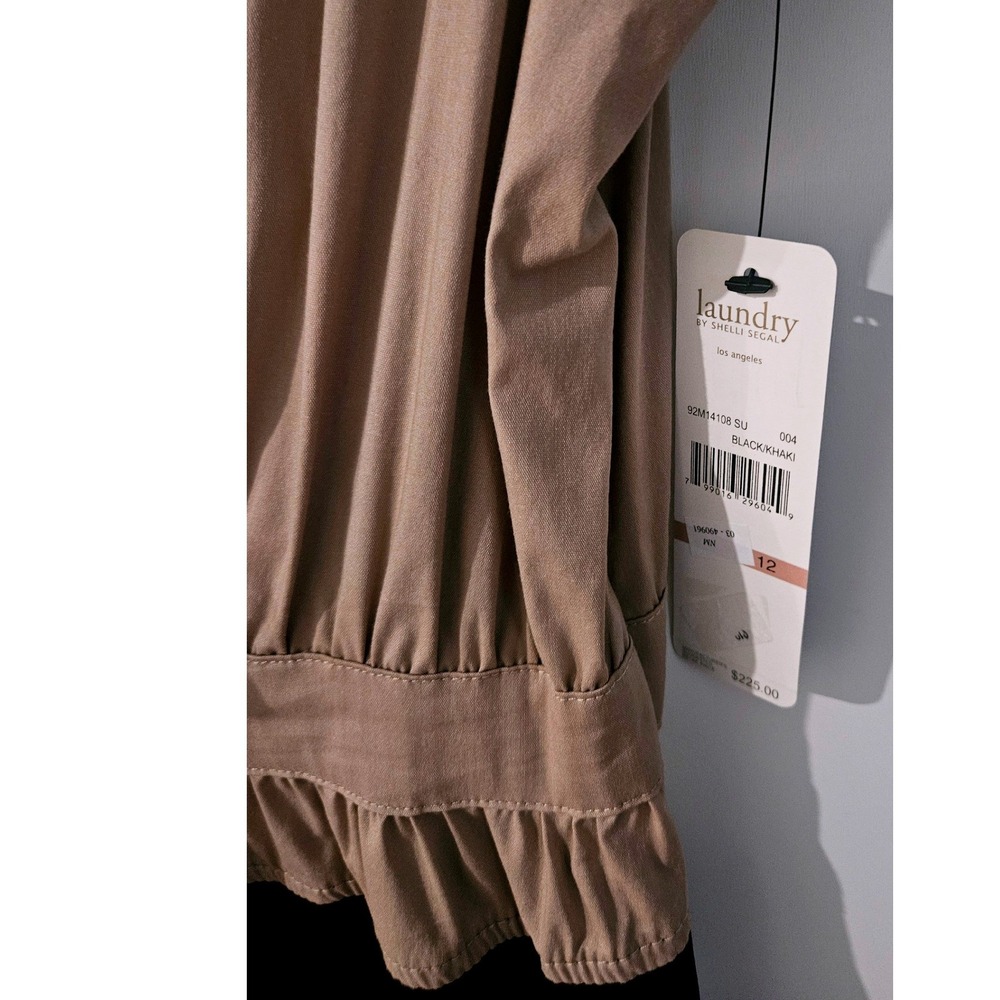 Laundry by Shelli Segal NWT Tan Black Colorblock Button Front Tie Waist Dress 12 - Picture 4 of 7
